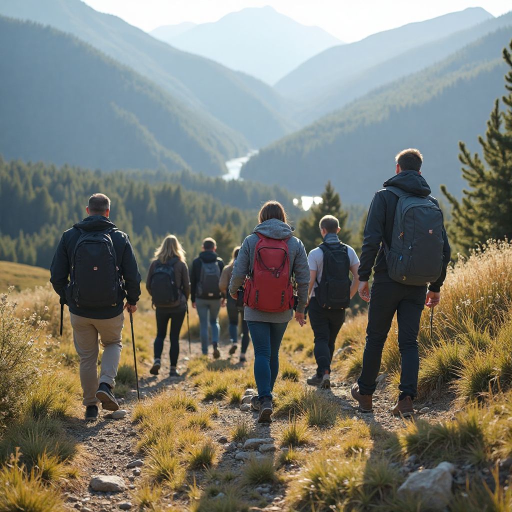 Corporate team building hiking group