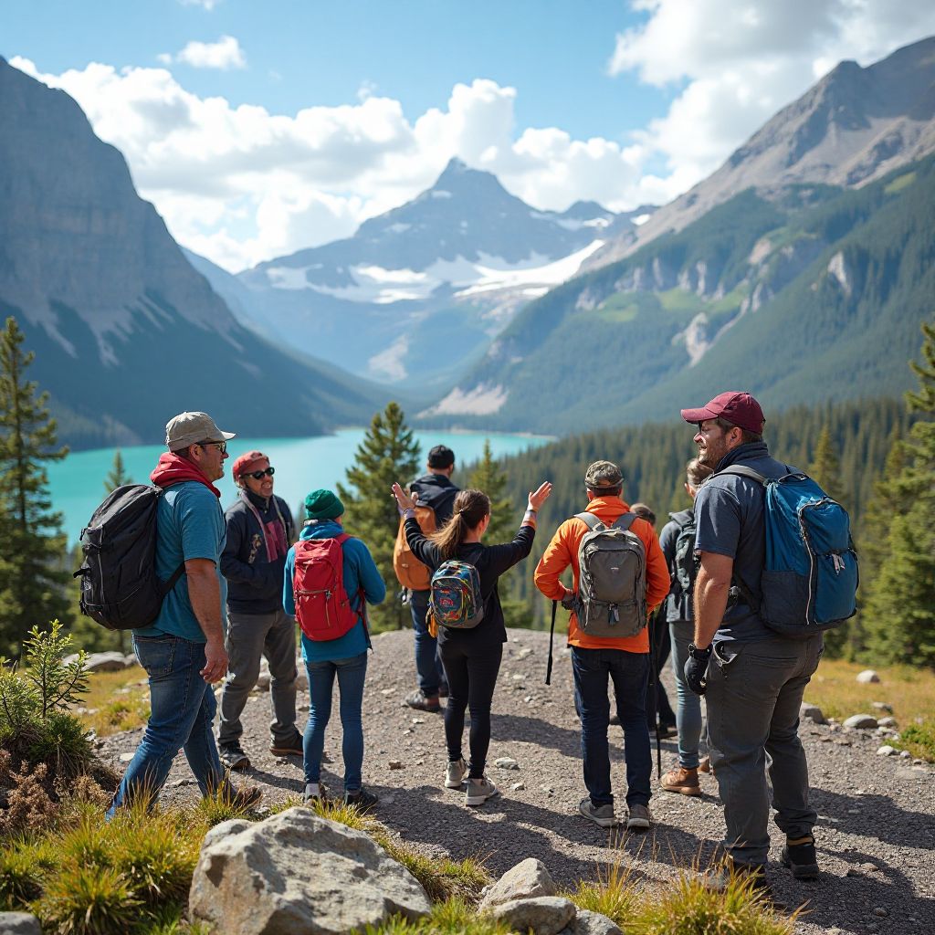 International tourists with Canadian scenery