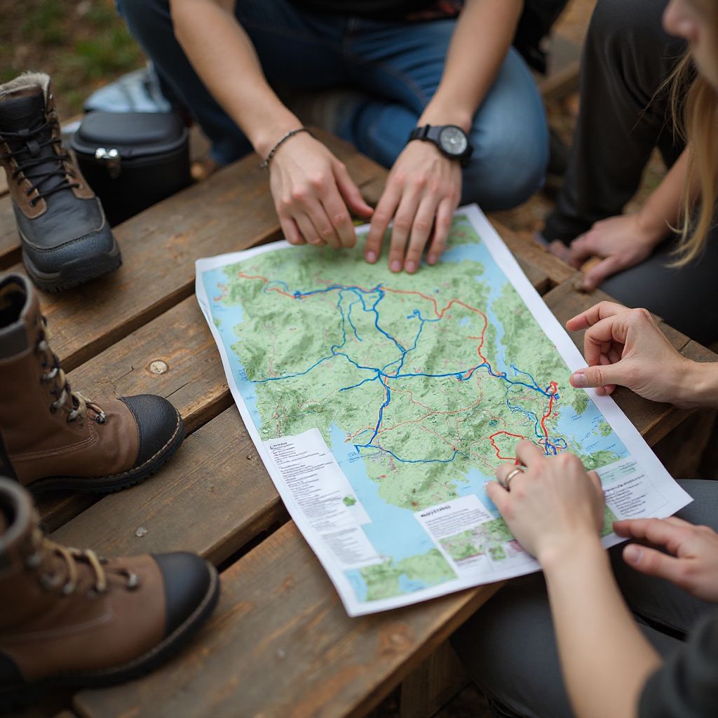 Local adventure seekers with trail equipment